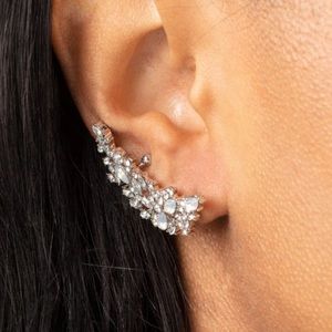 NWT White & Silver Panoramic Earrings